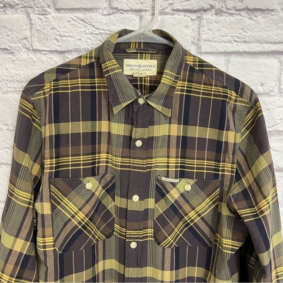 Denim & Supply Ralph Lauren mens button down plaid checked chart medium - Picture 2 of 7